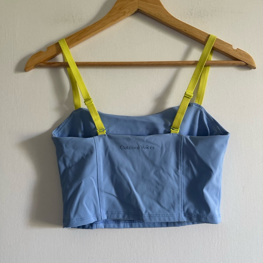 Outdoor Voices Blue/Yellow Cropped Shelf Bra Athletic Brami size XS EUC - Picture 4 of 6